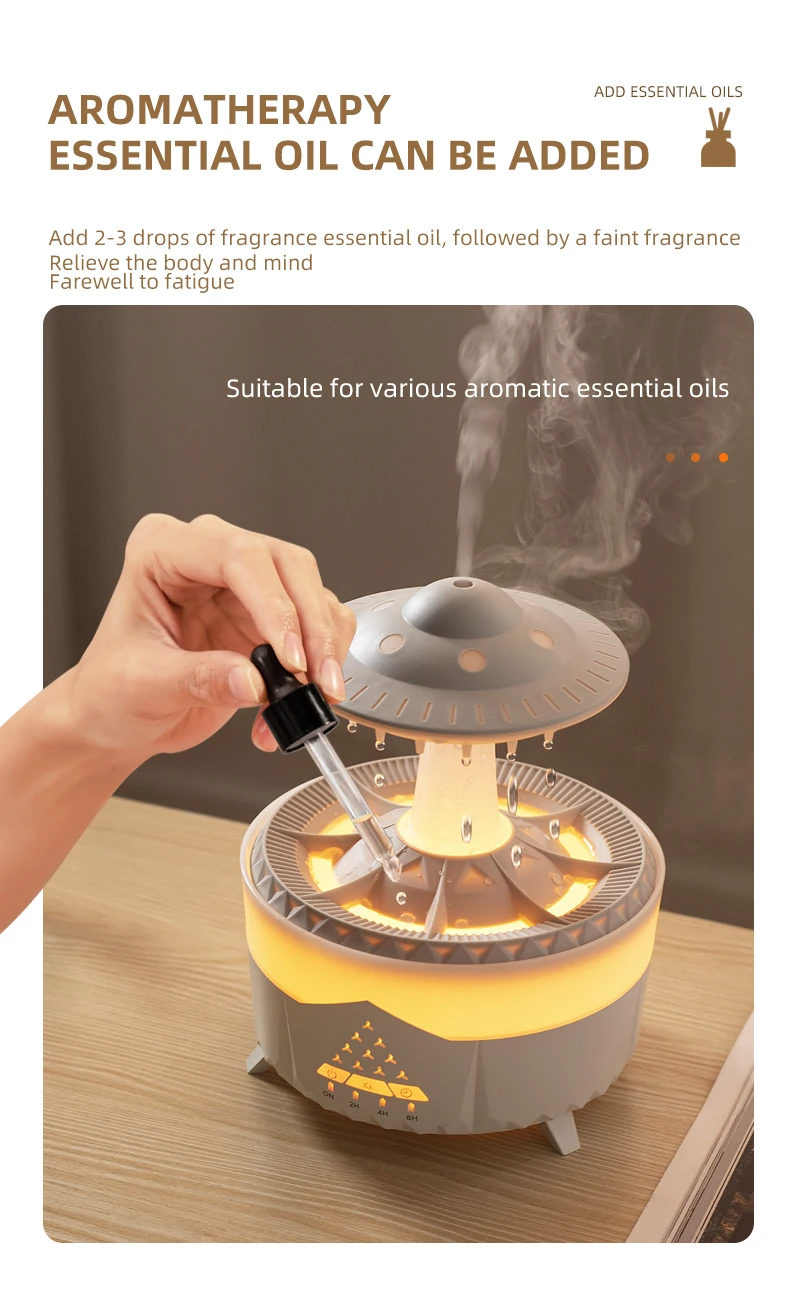 New UFO Raindrop Humidifier Water Drop Air Humidifier USB Aromatherapy Essential Oils Aroma Air Diffuser Household Mist Maker Home Decor