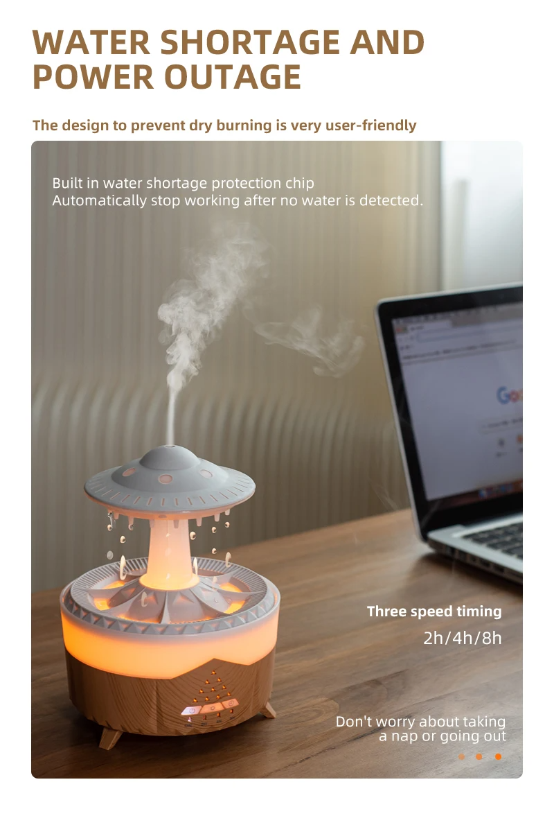 New UFO Raindrop Humidifier Water Drop Air Humidifier USB Aromatherapy Essential Oils Aroma Air Diffuser Household Mist Maker Home Decor